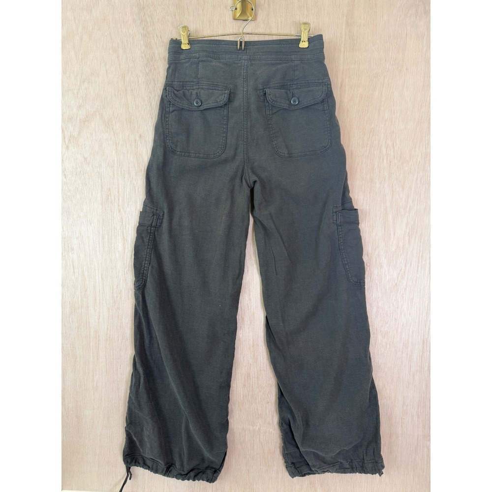 American Eagle Women Baggy Stretch Cargo Pants Grey Adjustable Hem Size 0